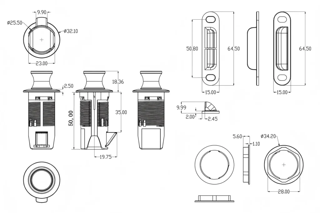 Embedded Push Type Rv Lock, keyless Yacht Lock MS250 Series