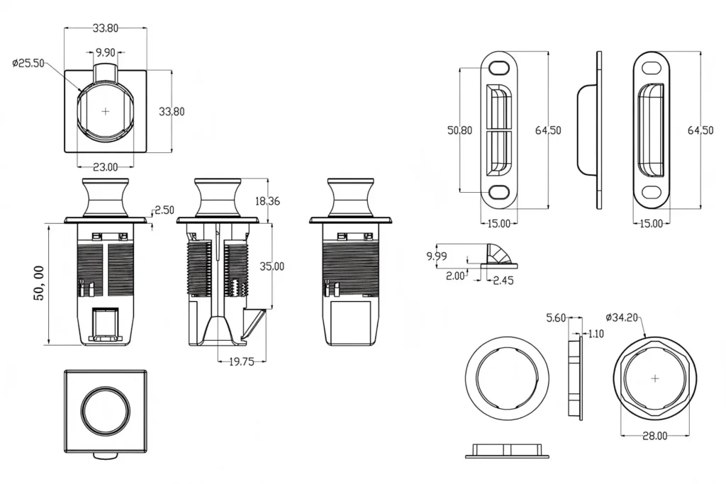 Embedded Push-Type Rv Lock, Yacht Lock, Round Flap Fixed Lock, Keyless Rv Cabinet Door Lock