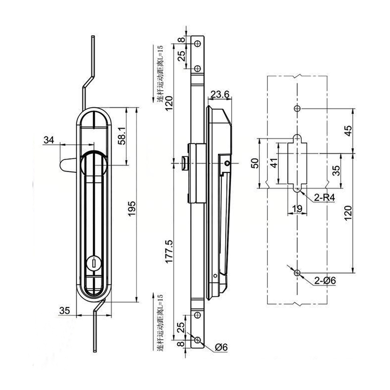 Zinc Alloy 3 point Latch MS484 for industrial cabinet