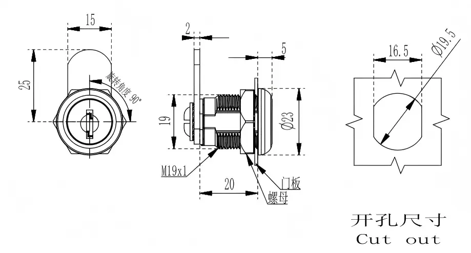 HTLOCK HITANLOCK 90 degree cam lock | enclosure lock MS744 series