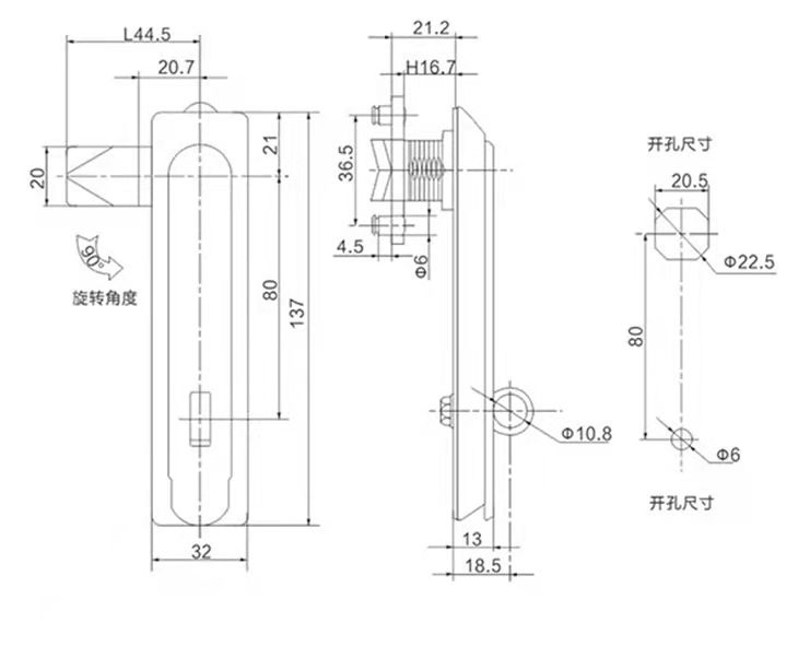 SS304 panel lock Material：SS304 or SS316（customized） Finish：Polish Application： Electric power distribution,Distribution panel,vehicle door,power box etc.