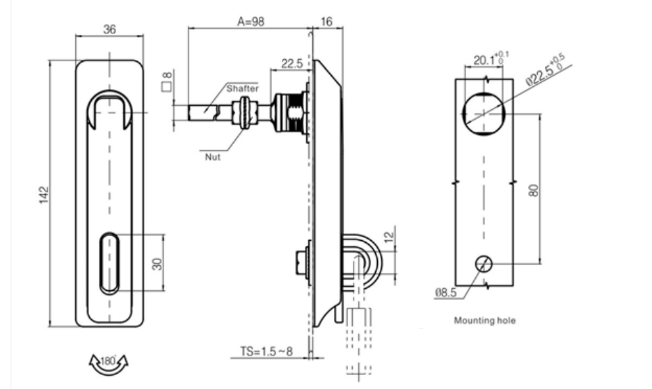 SS304 Panel lock MS860-2-S