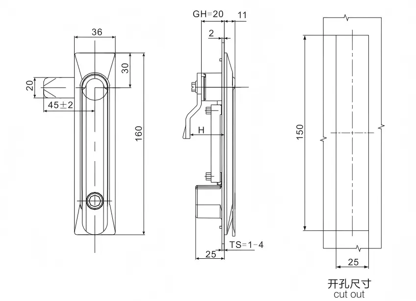 Stainless Steel panel lock of MS861 series for industrial cabinet